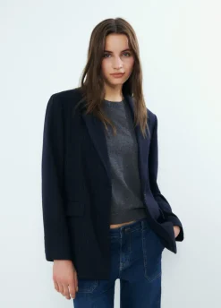 Blazer Oversized Streep Met Wol