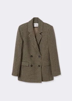 Blazer Overslag Pied-De-Poule Met Wol