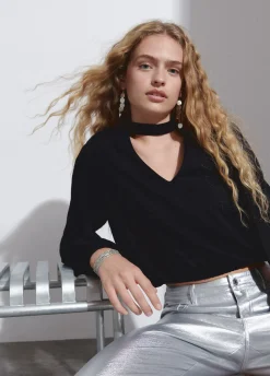 Blouse Effen Met Choker