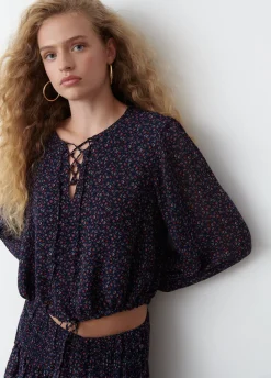 Blouse Gekruiste Bandjes Print