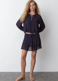 Blouse Gekruiste Bandjes Print