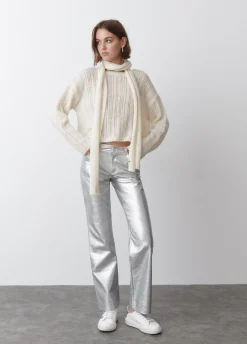 Broek Metallic Leereffect