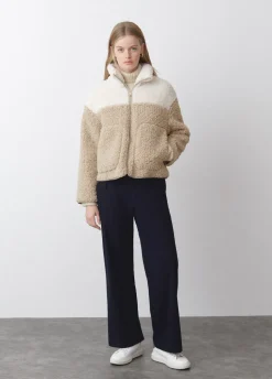 Jas Fleece Rits Contrast