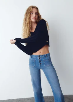 Jeans Culotte Knopen Voor