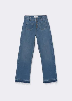 Jeans Culotte Knopen Voor