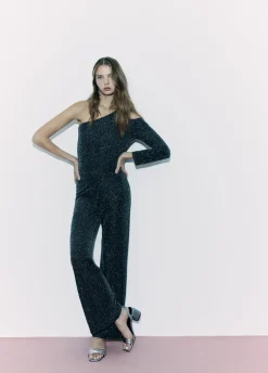 Jumpsuit Cut-Out Stof Metallic Garen