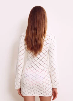 Jurk Crochet Kort Lange Mouw
