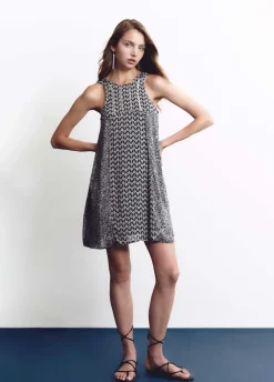 Jurk Dubbel Print Glanzend