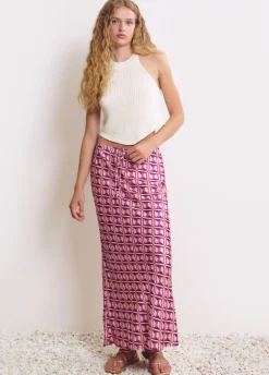 Rok Midi Print Satijn