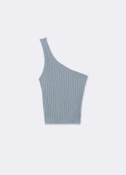 Top Geribd Asymmetrisch Metallic Garen