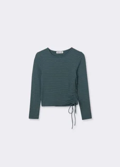 T-Shirt Asymmetrisch Strepen Plooi