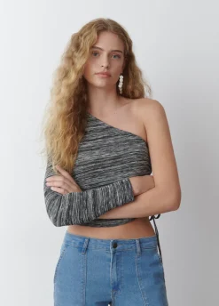 T-Shirt Lange Mouwen Asymmetrisch Plooi
