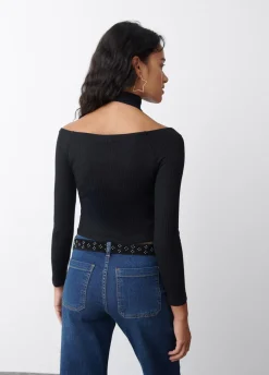 T-Shirt Ontblote Schouders Strik