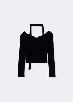 T-Shirt Ontblote Schouders Strik