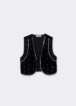 Vest Fluweel Steentjes